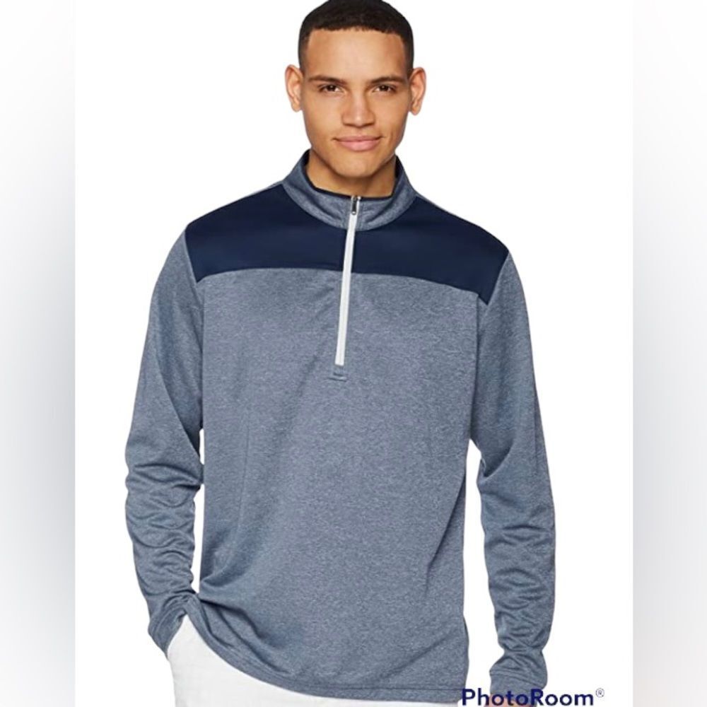 Adidas Golf Men's Heather Blue Quarter-Zip Long Sleeve Wicking Pullover X-Large